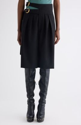 Chloé Chloé Buckle Keyhole High Waist Wool Shorts