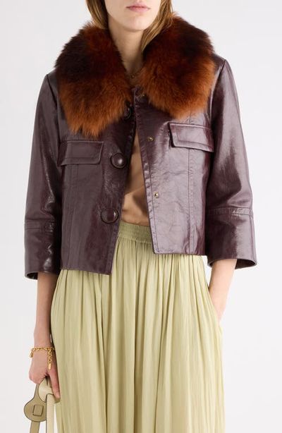 Chloé Chloé Calfskin Leather Jacket with Genuine Shearling