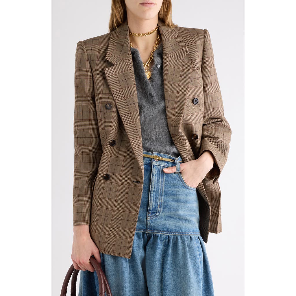 Chloé Chloé Check Double Breasted Wool Blazer