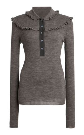 Chloé Chloé Fitted Superfine Wool Knit Henley Shirt