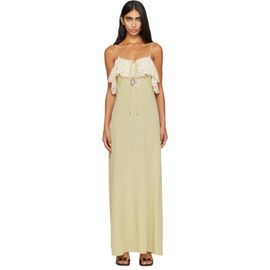 Chloé Chloé Green Crêpe de Chine & Lace Thin-Strap Maxi Dress