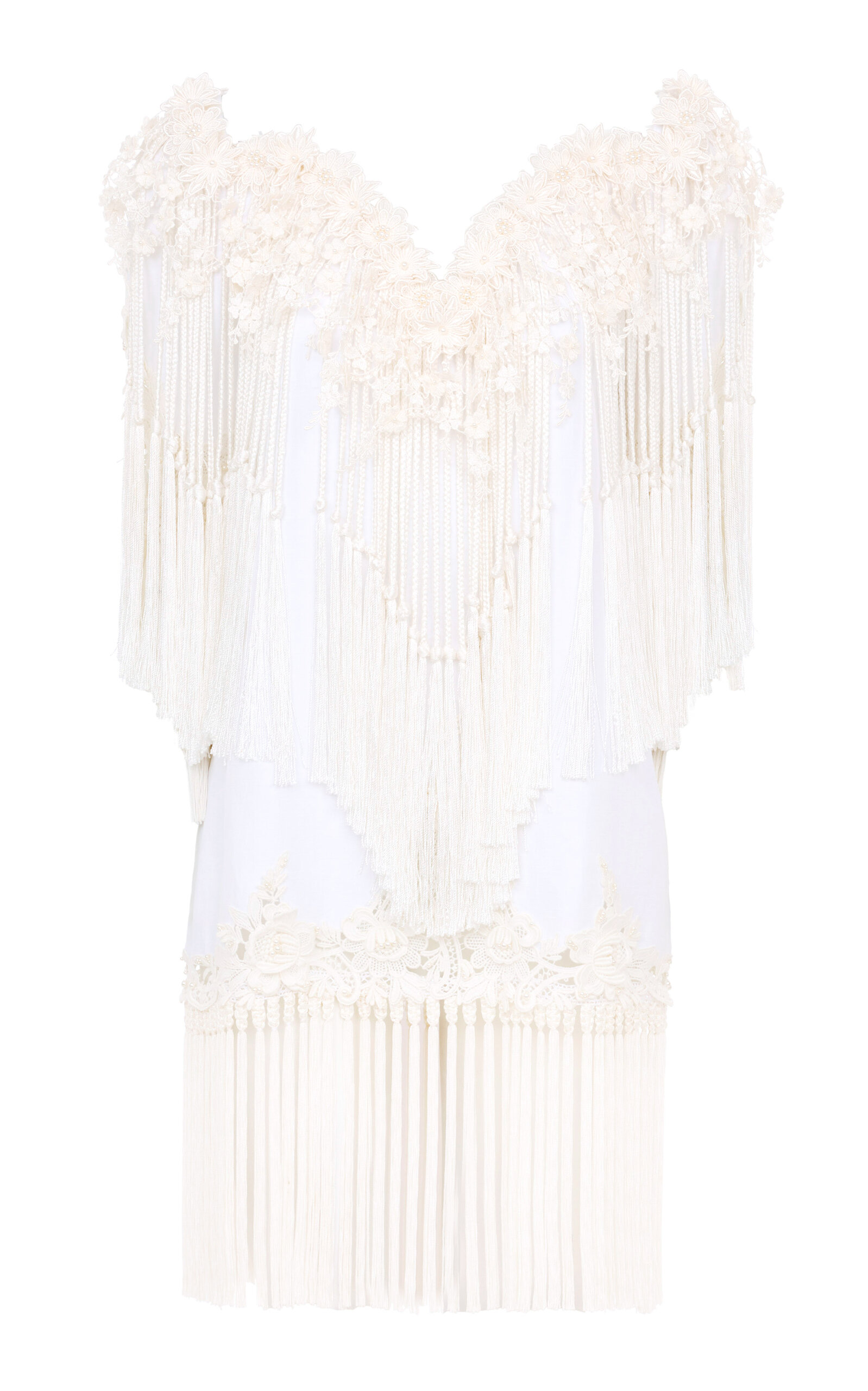 Chloé Chloé Guipure Fringed LinenCotton Top