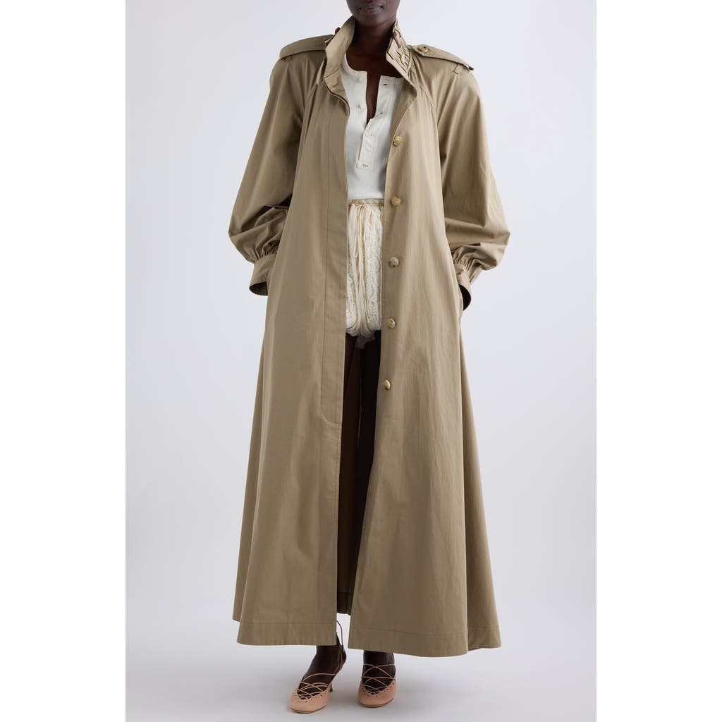 Chloé Chloé High Neck Cotton Gabardine Trench Coat