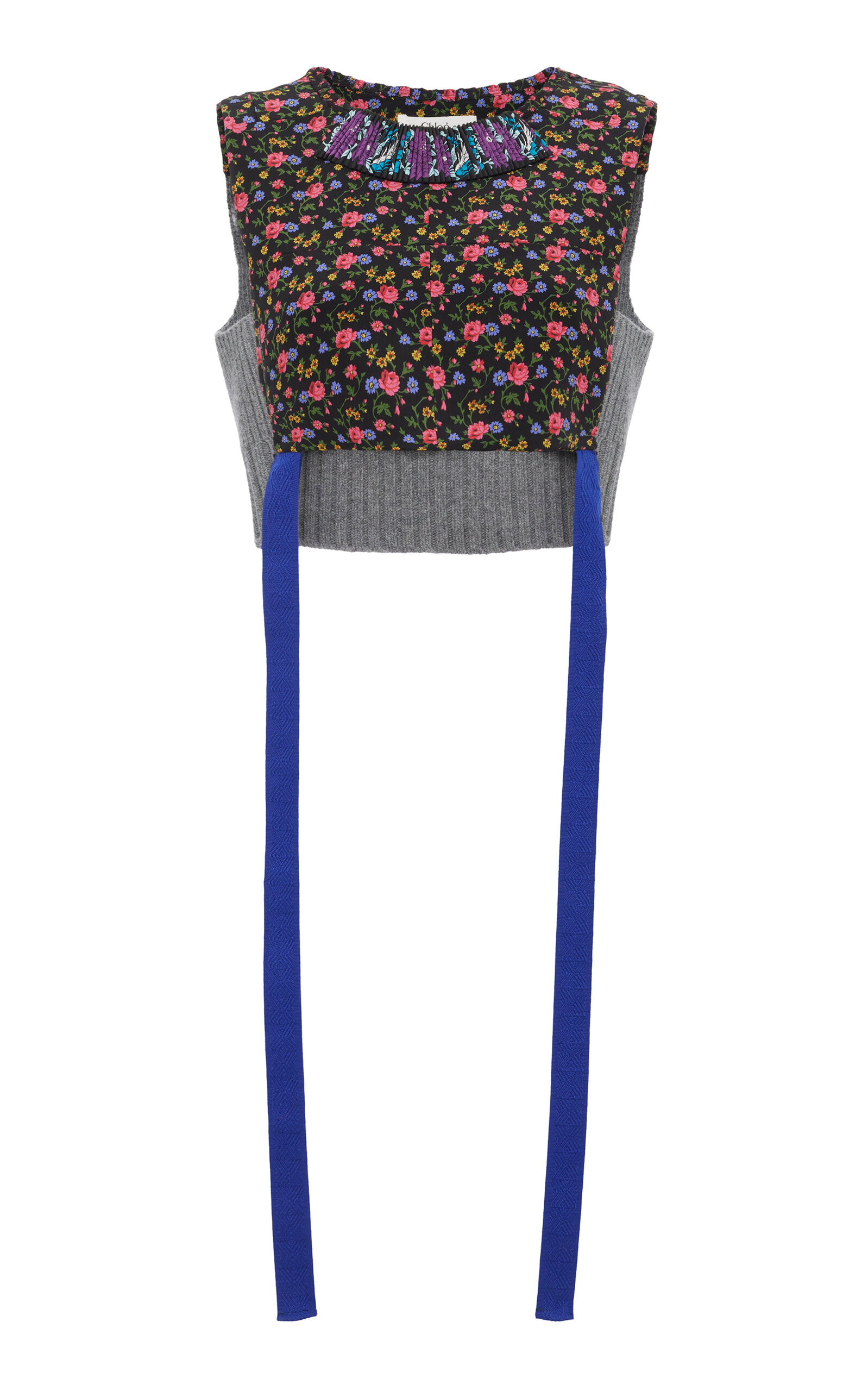 Chloé Chloé Hybrid Cropped SilkBlend Top