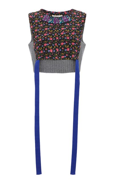 Chloé Chloé Hybrid Cropped SilkBlend Top