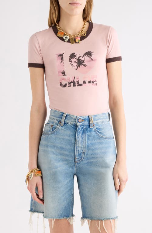 Chloé Chloé I Love Chloe Cotton Ringer Graphic T-Shirt