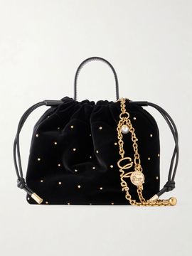 CHLOÉ Chloé Icons embellished velvet top handle bag