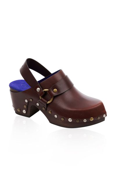 Chloé Chloé Jeannette Leather Wedge Clogs