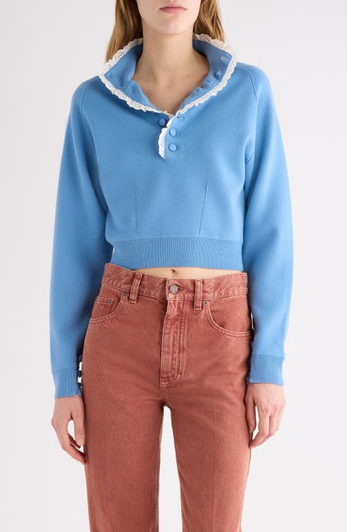 Chloé Chloé Lace Trim Half Placket Wool Sweater