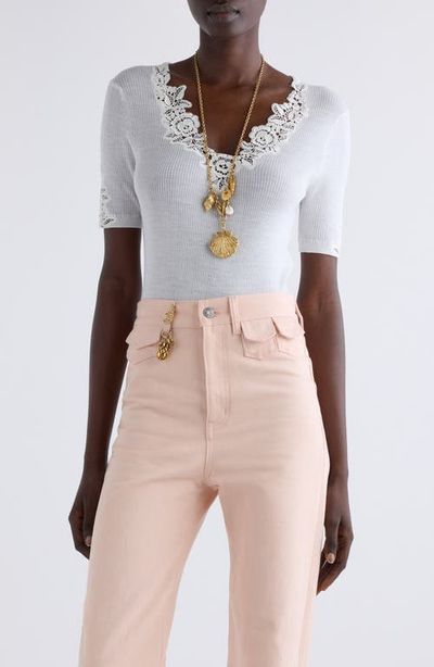 Chloé Chloé Lace Trim Rib Top