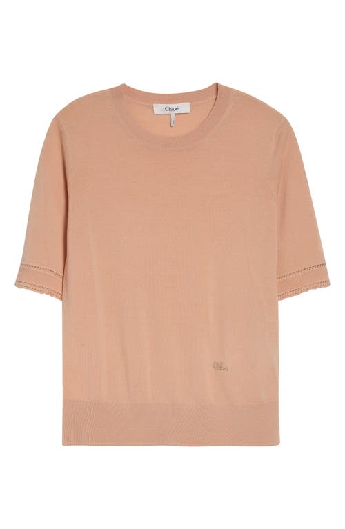 Chloé Chloé Lace Trim Short Sleeve Wool Sweater