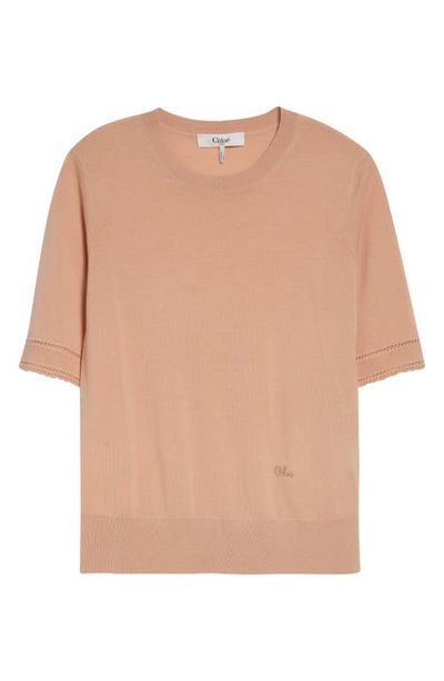 Chloé Chloé Lace Trim Short Sleeve Wool Sweater