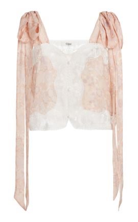 Chloé Chloé LaceTrimmed Silk Charmeuse Tank Top