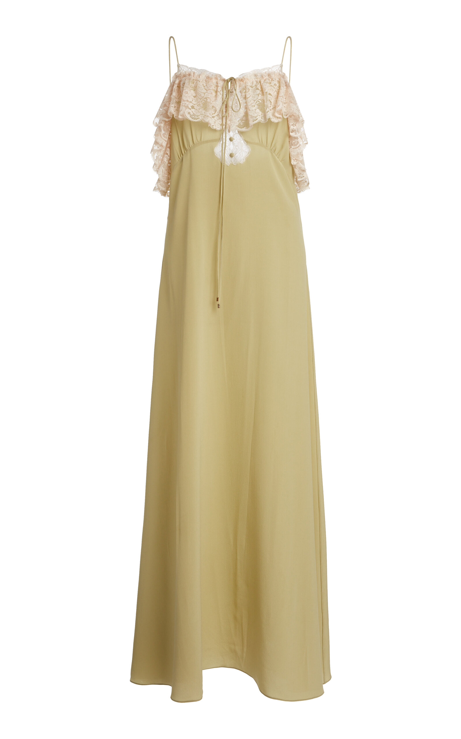 Chloé Chloé LaceTrimmed Silk Crepe De Chine Maxi Dress