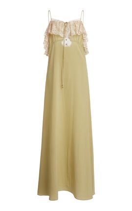 Chloé Chloé LaceTrimmed Silk Crepe De Chine Maxi Dress