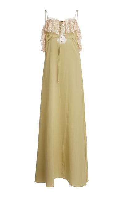 Chloé Chloé LaceTrimmed Silk Crepe De Chine Maxi Dress