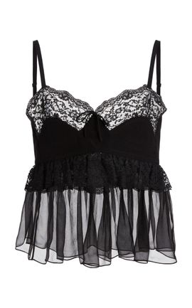 Chloé Chloé LaceTrimmed Silk Crepe De Chine Tank Top
