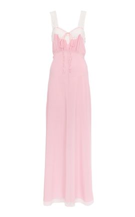 Chloé Chloé LaceTrimmed Silk Maxi Dress