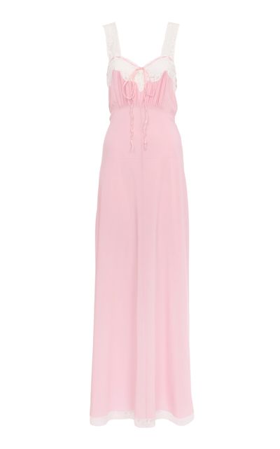 Chloé Chloé LaceTrimmed Silk Maxi Dress