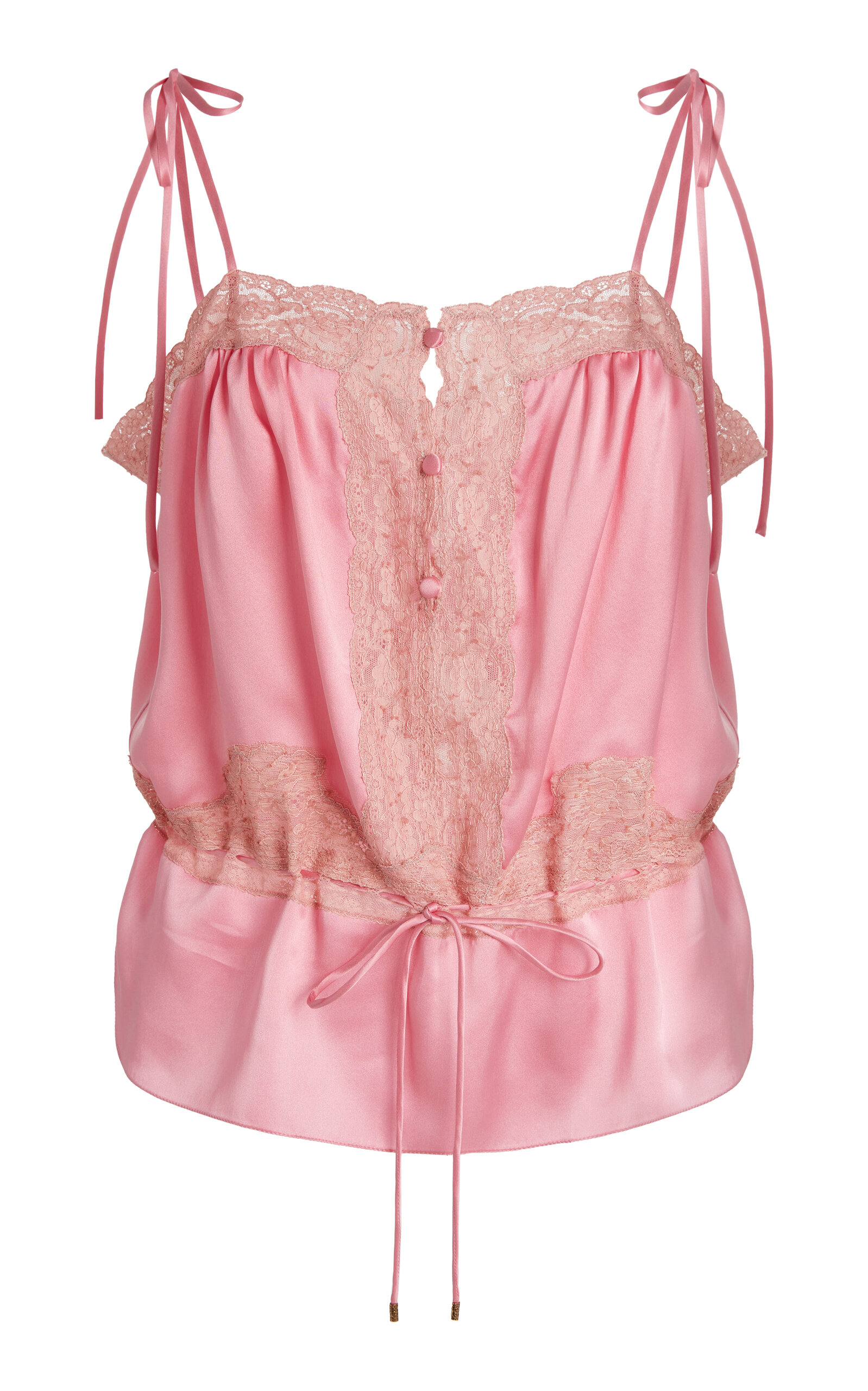 Chloé Chloé LaceTrimmed Silk Satin Top