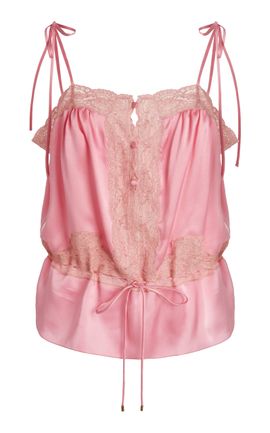 Chloé Chloé LaceTrimmed Silk Satin Top
