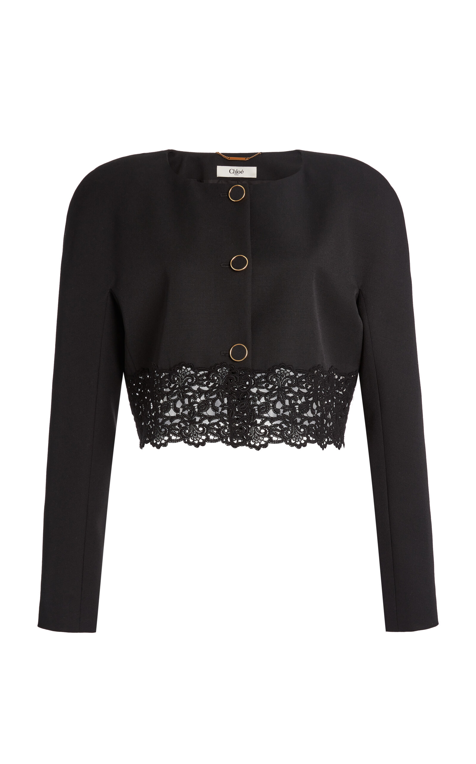 Chloé Chloé LaceTrimmed Wool Grain Du Poudre Jacket