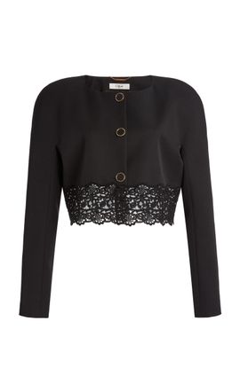 Chloé Chloé LaceTrimmed Wool Grain Du Poudre Jacket