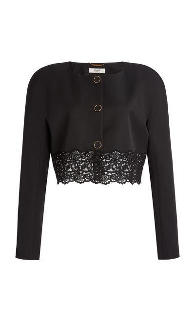 Chloé Chloé LaceTrimmed Wool Grain Du Poudre Jacket
