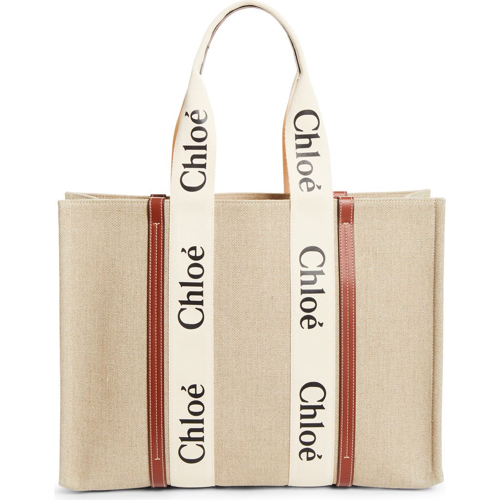 Chloé Chloé Large Woody Linen Tote