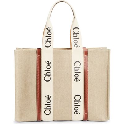 Chloé Chloé Large Woody Linen Tote
