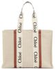 Chloé Chloé Large Woody Logo Strap Canvas Tote - 3
