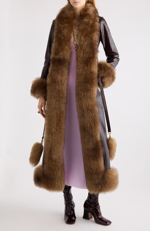 Chloé Chloé Leather & Genuine Shearling Long Column Coat