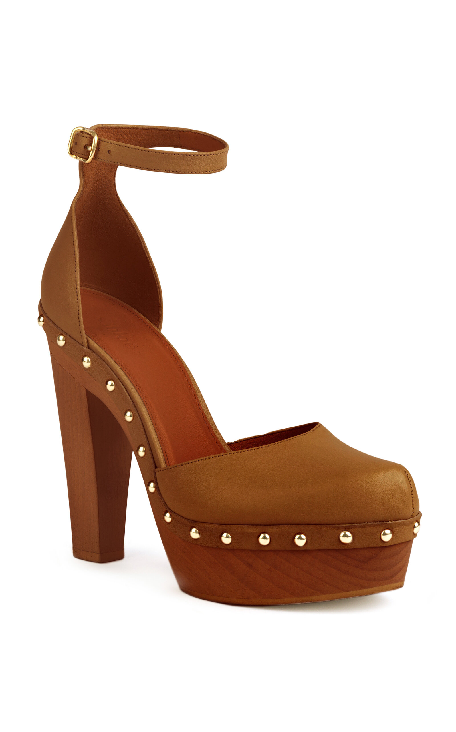 Chloé Chloé Lola Studded Leather Platform Sandals Brown IT 38
