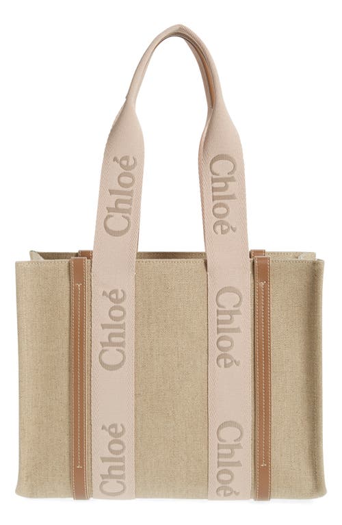 Chloé Chloé Medium Woody Linen Canvas Tote