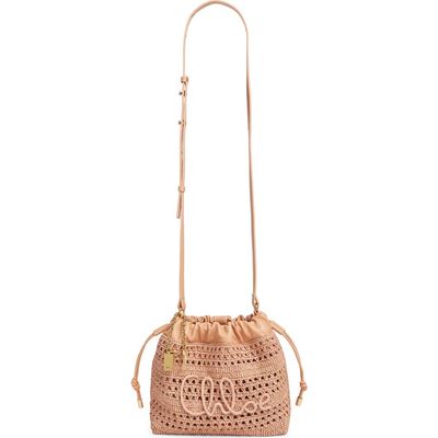 Chloé Chloé Mini Summer Banana Woven Raffia Drawstring Shoulder Bag