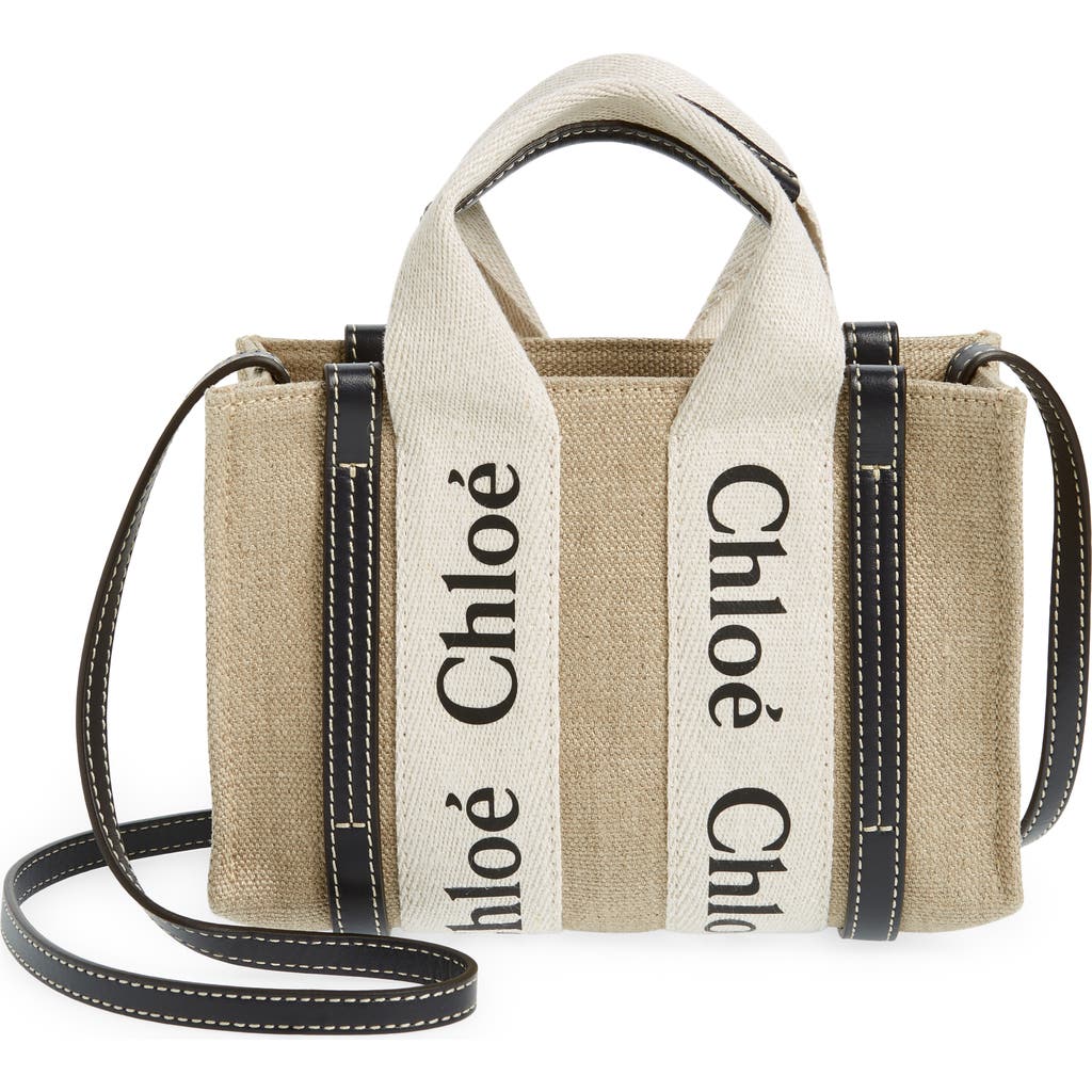 極美品　Chloe ロゴプリント　Bag ストラップ 単品 ロゴ　ジャガード Chloé - Mini Woody Logo Strap Canvas Tote