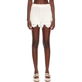 Chloé Chloé Off-White Crochet High-Waisted Logo Mini Shorts