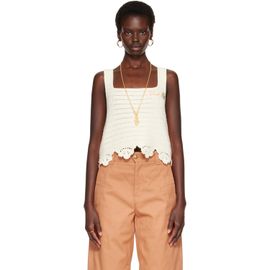 Chloé Chloé Off-White Crochet Sleeveless Cropped Tank Top