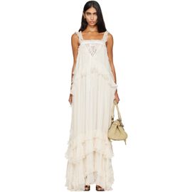 Chloé Chloé Off-White Silk Mousseline & Lace Sleeveless Layered Maxi Dress