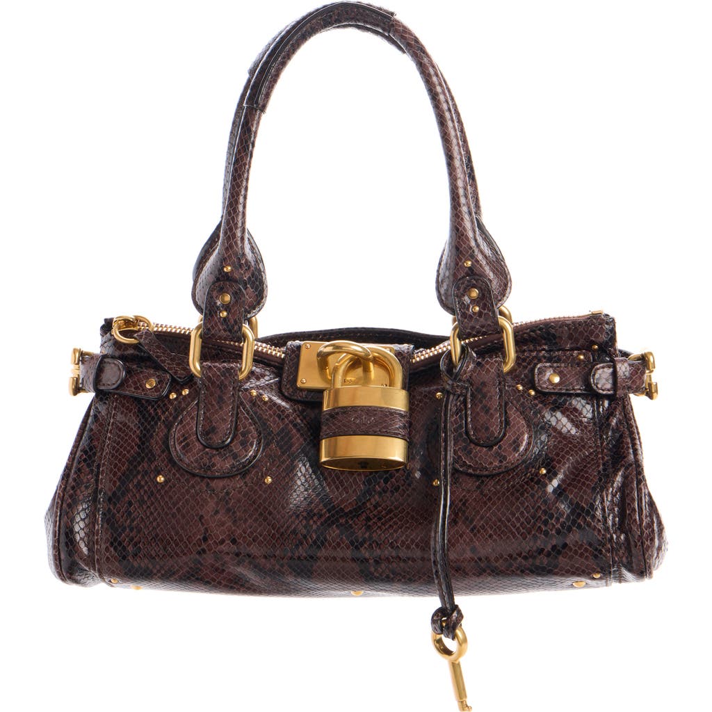 Chloé Chloé Paddington Snakeskin Embossed Leather Satchel