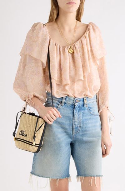 Chloé Chloé Painted Flower Silk Charmeuse Top