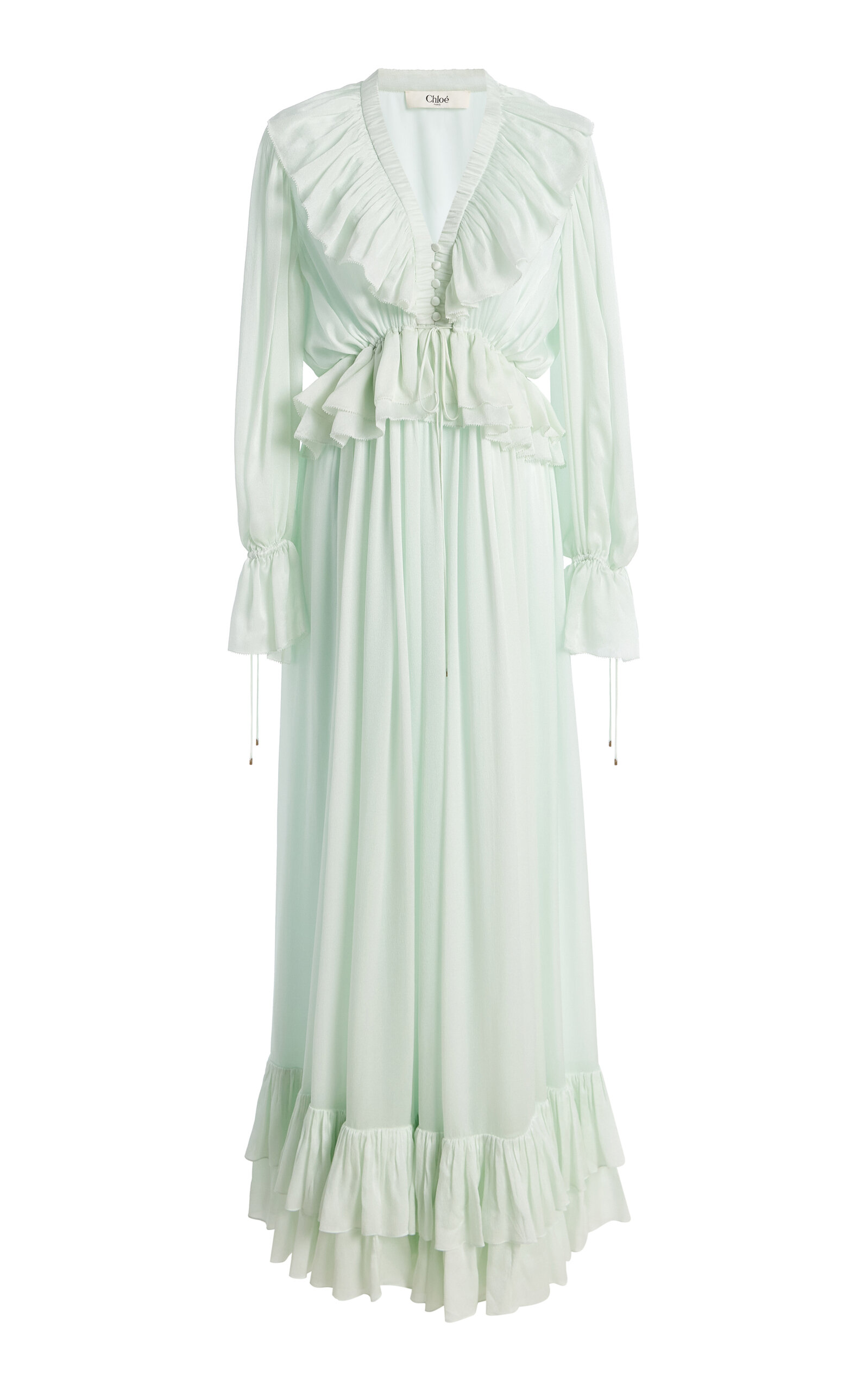 Chloé Chloé Pleated Chiffon Maxi Dress
