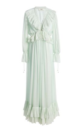 Chloé Chloé Pleated Chiffon Maxi Dress