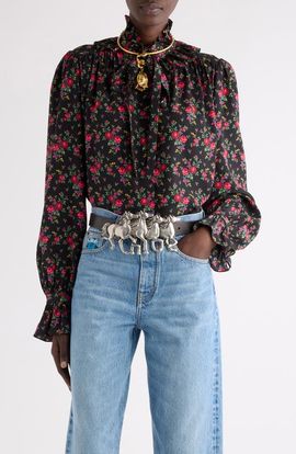 Chloé Chloé Print Silk Crêpe de Chine Button-Up Shirt