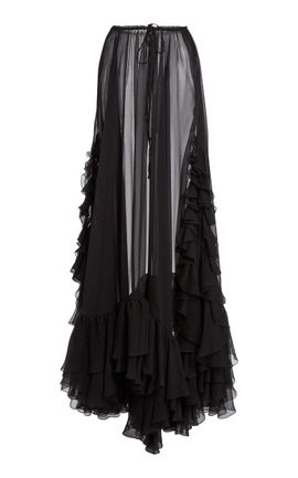 Chloé Chloé Ruffled Organic Silk Mousseline Maxi Skirt