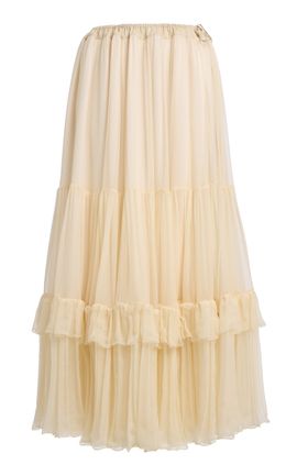 Chloé Chloé Ruffled Silk Midi Skirt