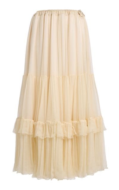Chloé Chloé Ruffled Silk Midi Skirt