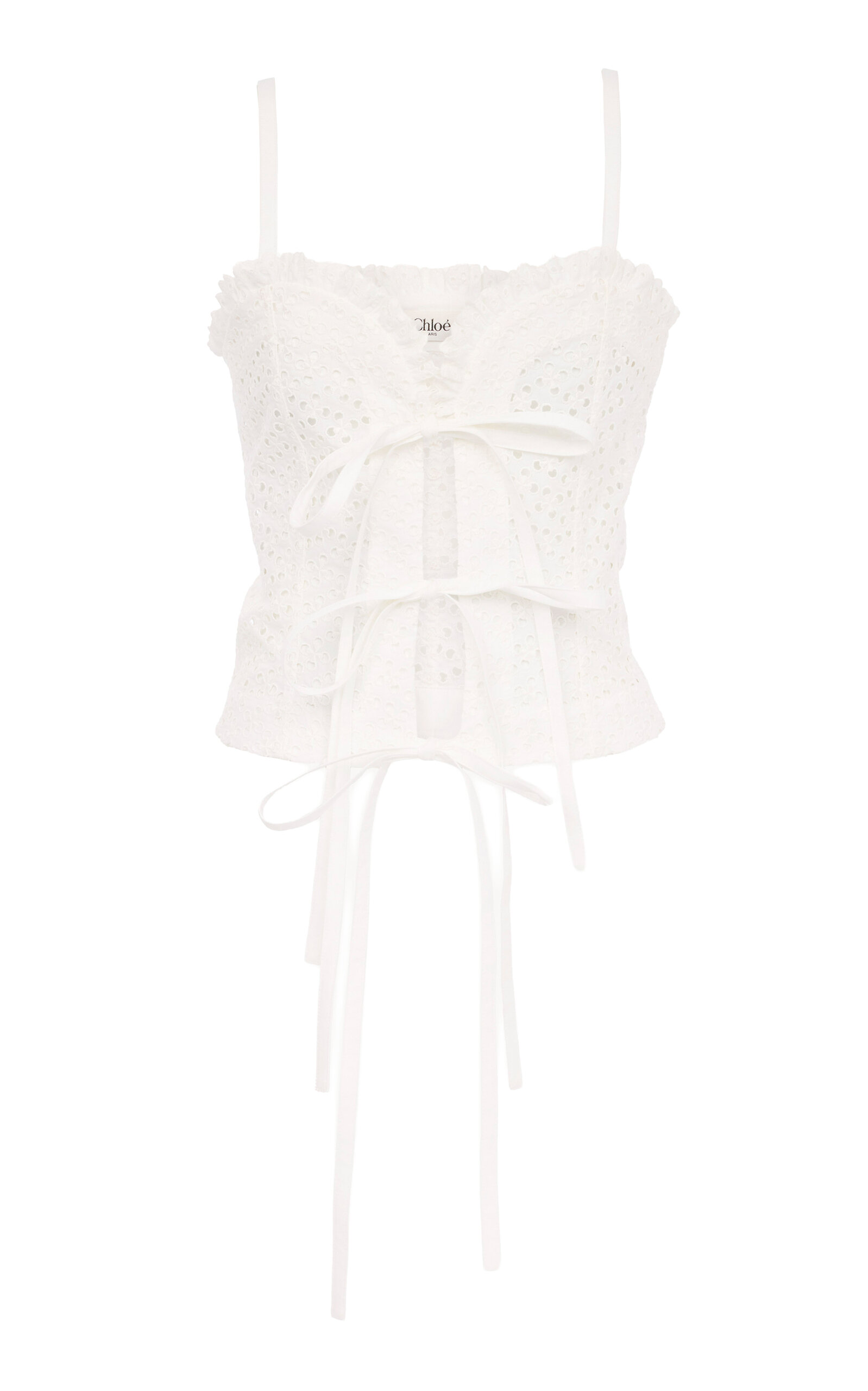 Chloé Chloé RuffledTrimmed Cotton Bustier Top
