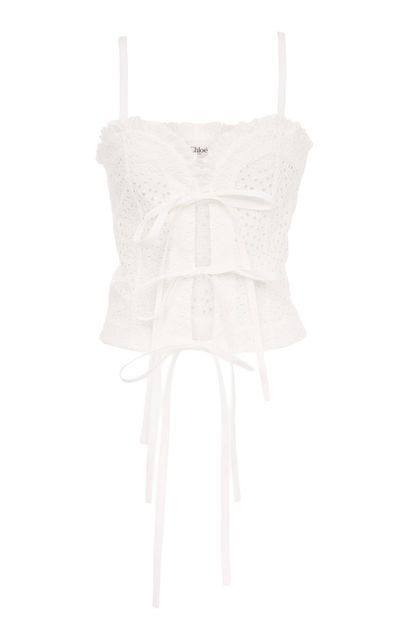 Chloé Chloé RuffledTrimmed Cotton Bustier Top