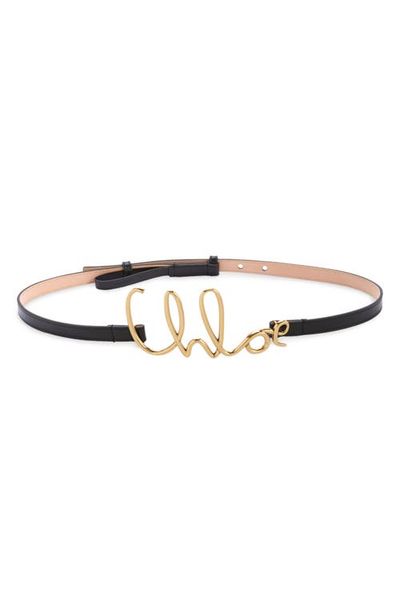 Chloé Chloé Script Logo Buckle Leather Belt
